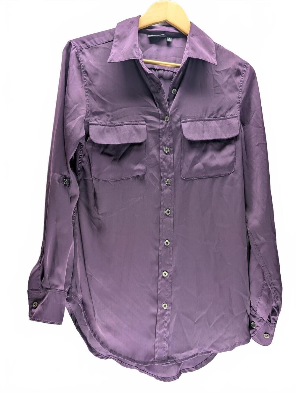 Apt. 9 Women's Purple Long Sleeve Button-Up Shirt Size Small